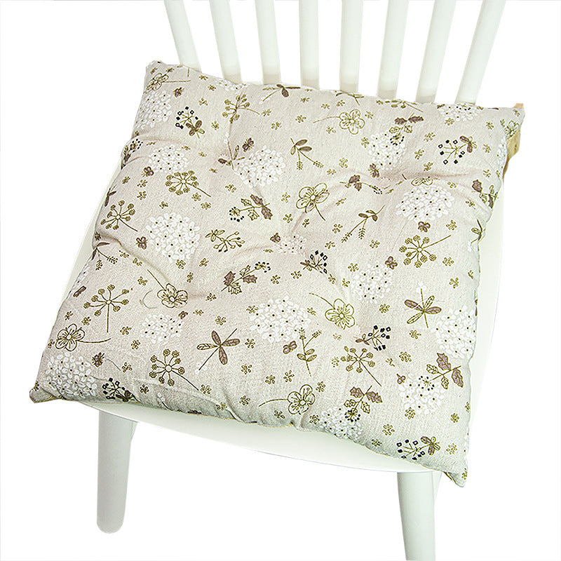 Coussin de chaise rond à cinq cercles en polyester imprimé lin et coton, pour baie vitrée.