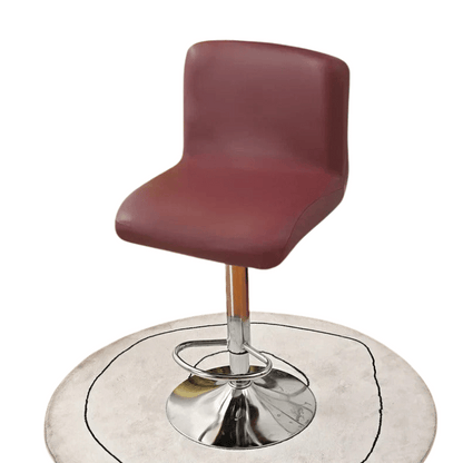 Housse Tabouret de Bar Apparence Cuir - Rouge Bordeaux