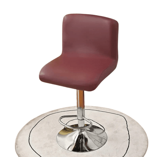 Housse Tabouret de Bar Apparence Cuir - Rouge Bordeaux