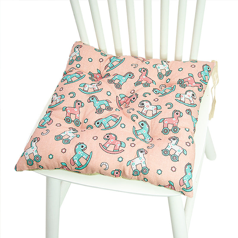 Coussin de chaise rond à cinq cercles en polyester imprimé lin et coton, pour baie vitrée.