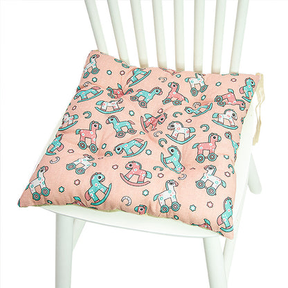 Coussin de chaise rond à cinq cercles en polyester imprimé lin et coton, pour baie vitrée.
