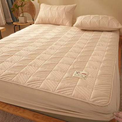 Drap-housse en pur coton, une pièce, épais et matelassé, protège-matelas anti-acariens