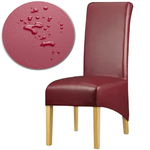 Housse de Chaise Apparence Cuir XL Rouge Bordeaux