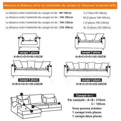 Housse Canapé d'Angle Universelle à Motifs Géométrique - Tissu Extensible