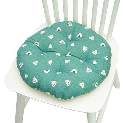 Coussin de chaise rond à cinq cercles en polyester imprimé lin et coton, pour baie vitrée.