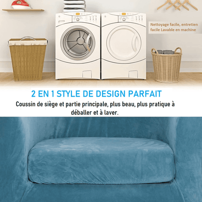 Housse de Fauteuil Velours - Bleu Ciel