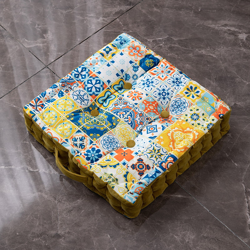 Coussin de sol carré épais imprimé