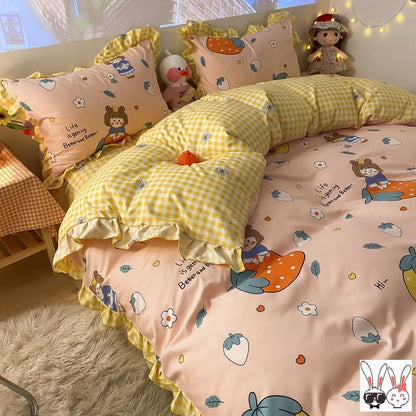 Housse de couette verte quatre pièces