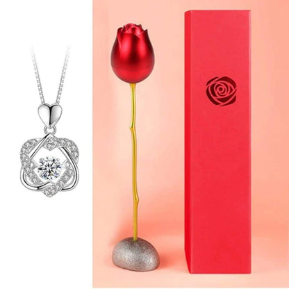 COFFRET COLLIER EN ARGENT 925 + ECRIN ROSE