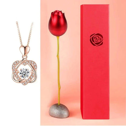 COFFRET COLLIER EN ARGENT 925 + ECRIN ROSE