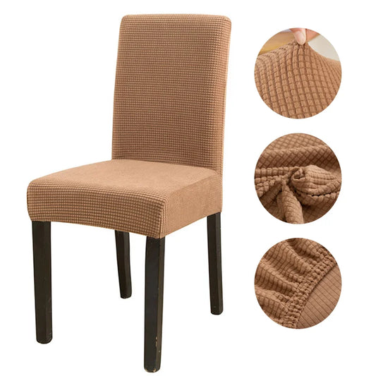 Housse de Chaise en Jacquard Camel