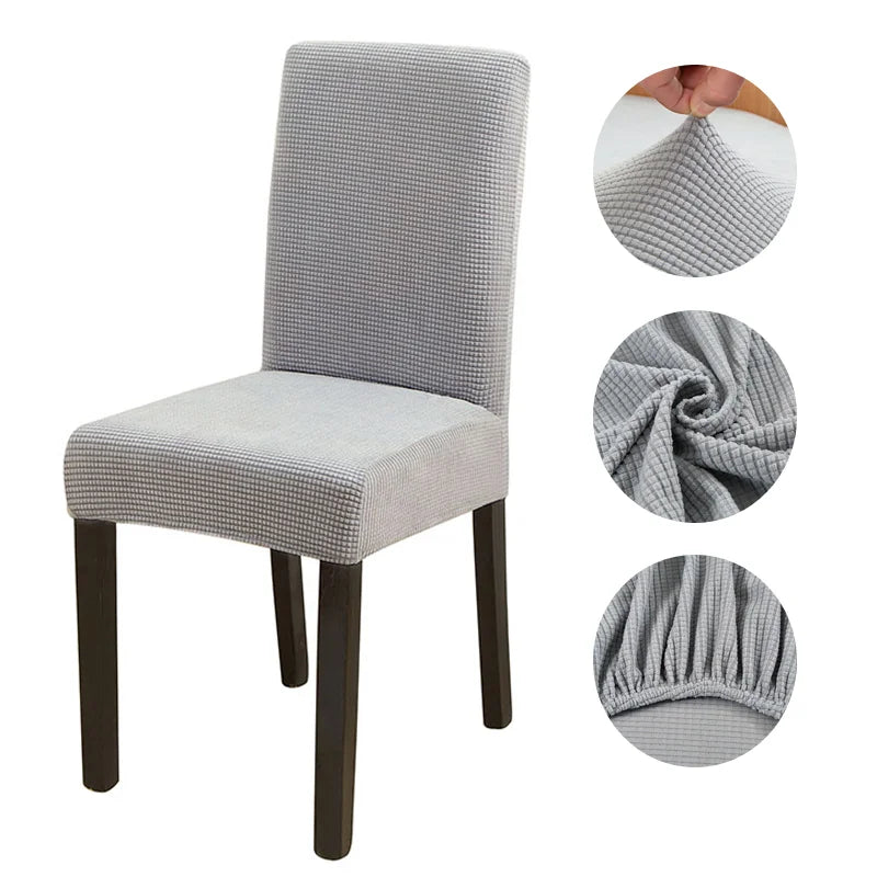 Housse de Chaise en Jacquard Gris Clair