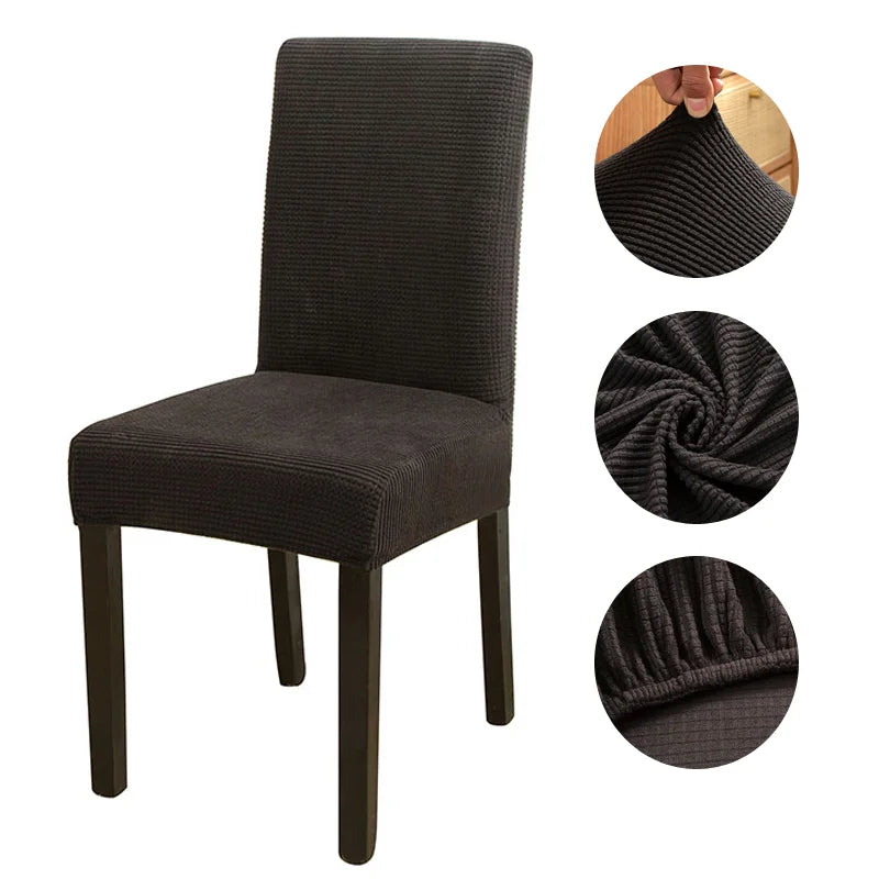 Housse de Chaise en Jacquard Noir