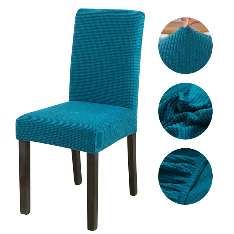 Housse de Chaise en Jacquard Bleu
