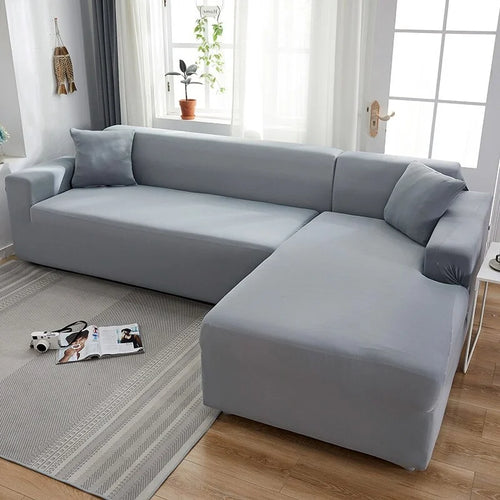 Housse de Canapé d'Angle Gris Clair