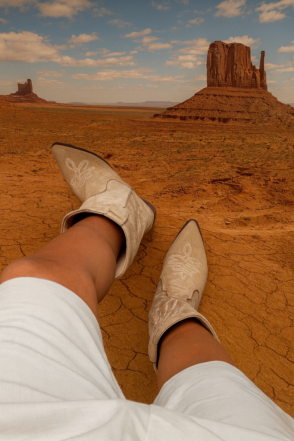 Bottes de cowboy en suède - Beige