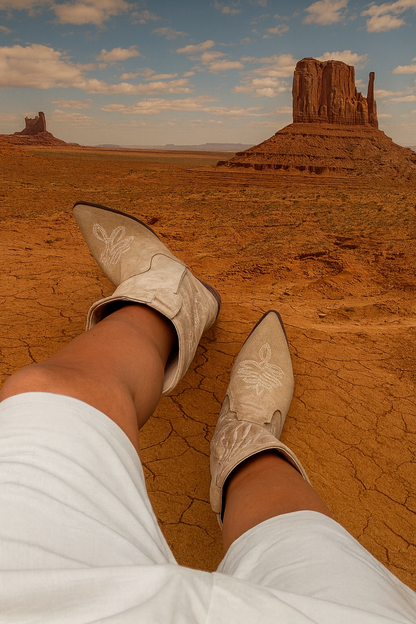 Bottes de cowboy en suède - Beige