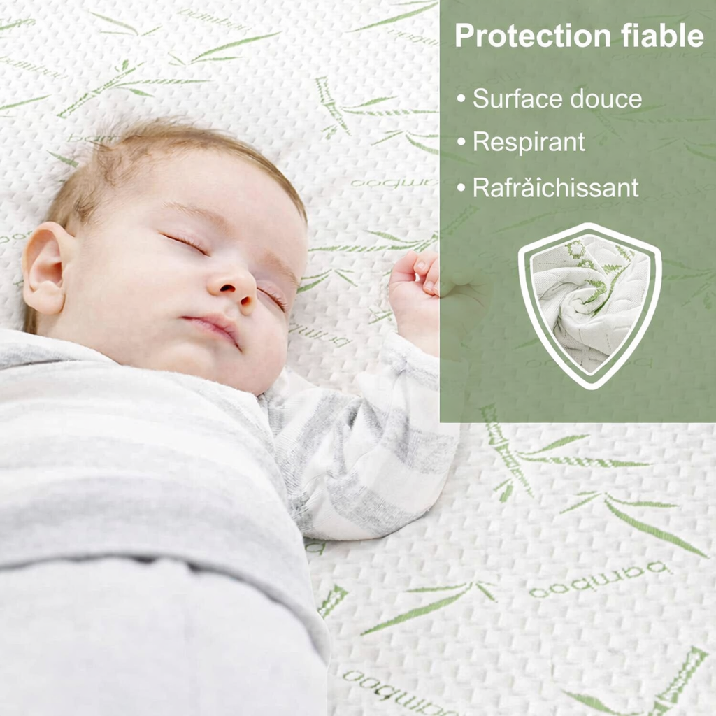 Protège-matelas imperméable en bambou, entièrement ajusté, pour matelas simple, double, queen ou king size