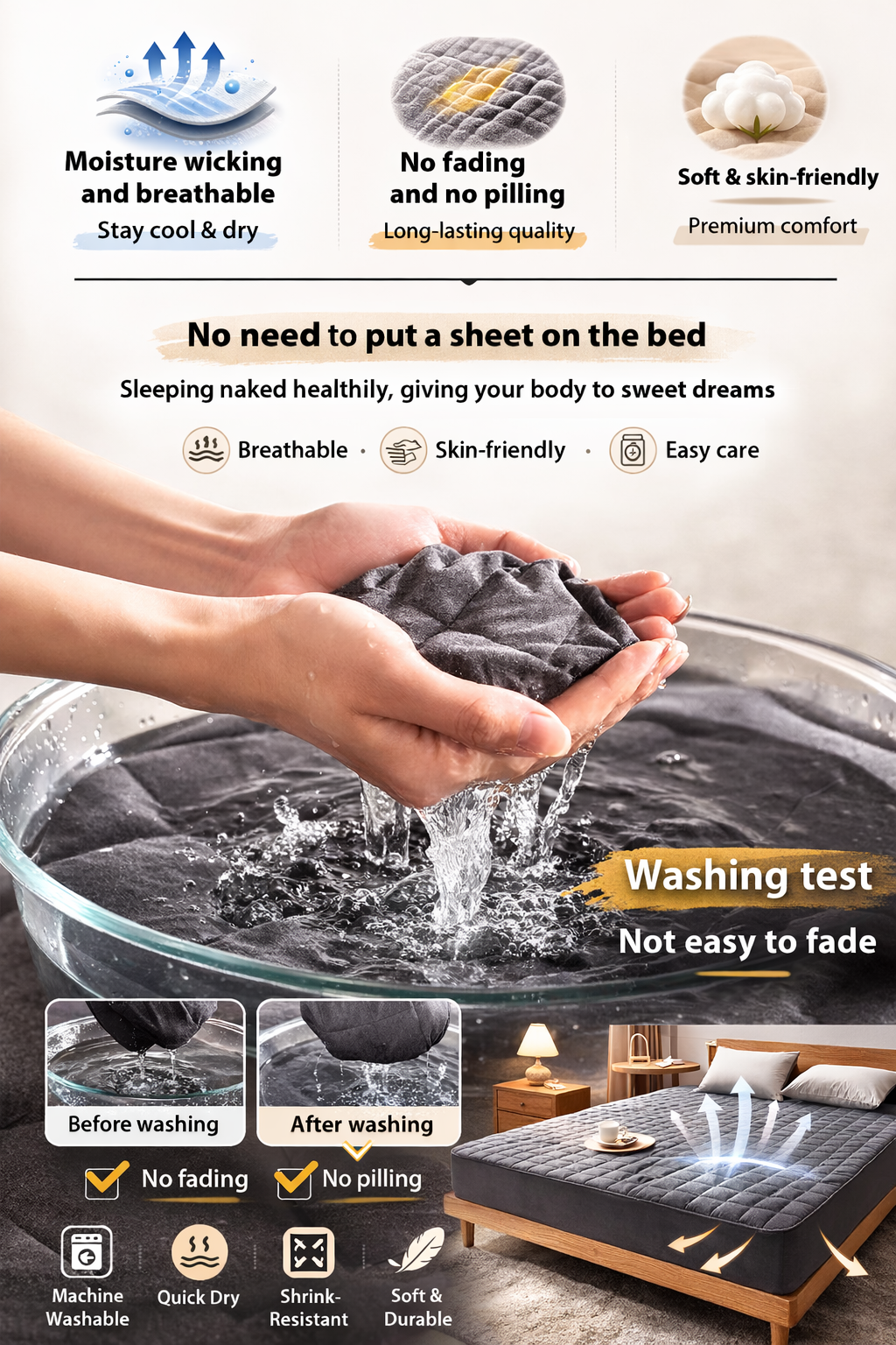 Protège-matelas imperméable et anti-poussière, couvre-lit anti-urine, housse de matelas Simmons