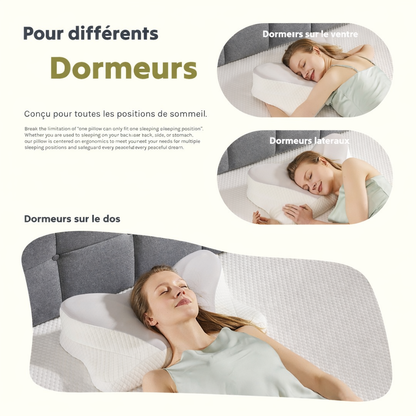 Oreiller cervical, oreiller ergonomique rafraîchissant en mousse à mémoire de forme, oreiller orthopédique à double hauteur avec soutien latéral