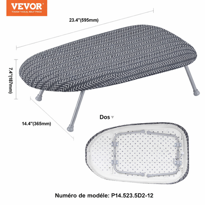 Table à repasser de table VEVOR 23,4 x 14,4 cm, petite table à repasser avec housse résistante à la chaleur et housse en coton, mini table à repasser avec couche de coton aiguilleté de 7 mm d'épaisseur, idéale pour les petits espaces et les voyages.