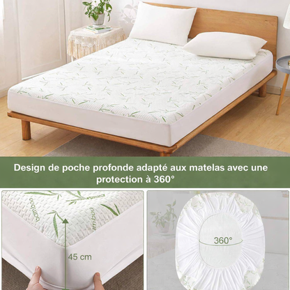 Protège-matelas imperméable en bambou, entièrement ajusté, pour matelas simple, double, queen ou king size