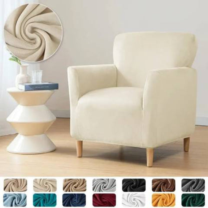 Housse de fauteuil extensible en velours - beige