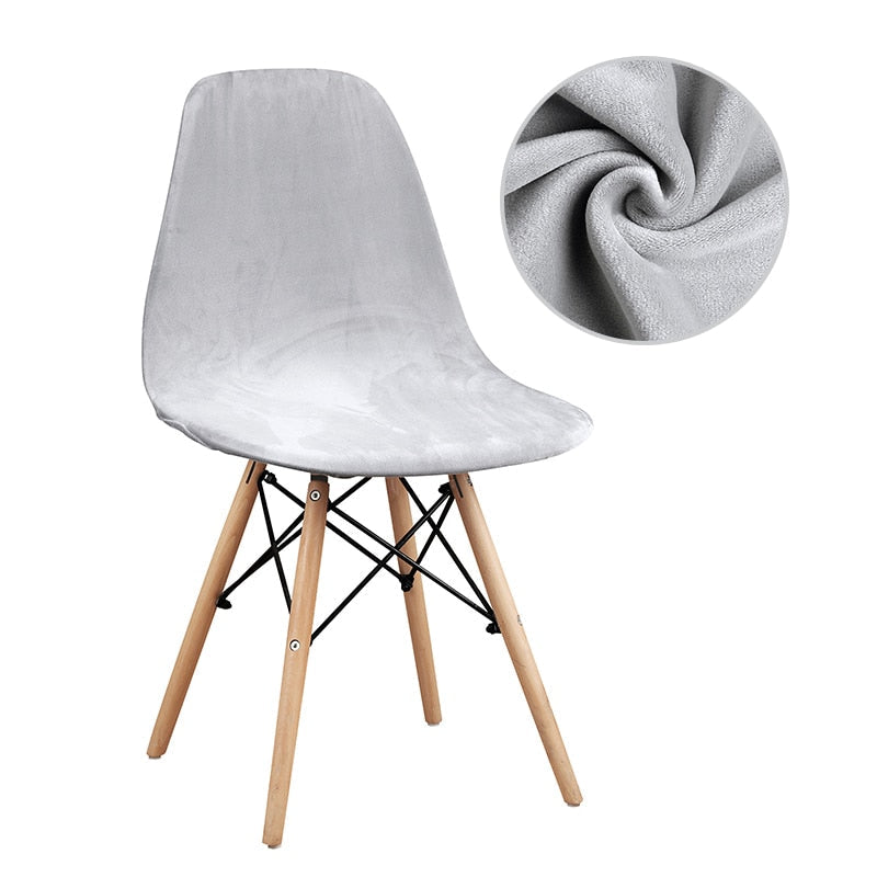 Housse de chaise scandinave velours gris - Housse de chaise velours