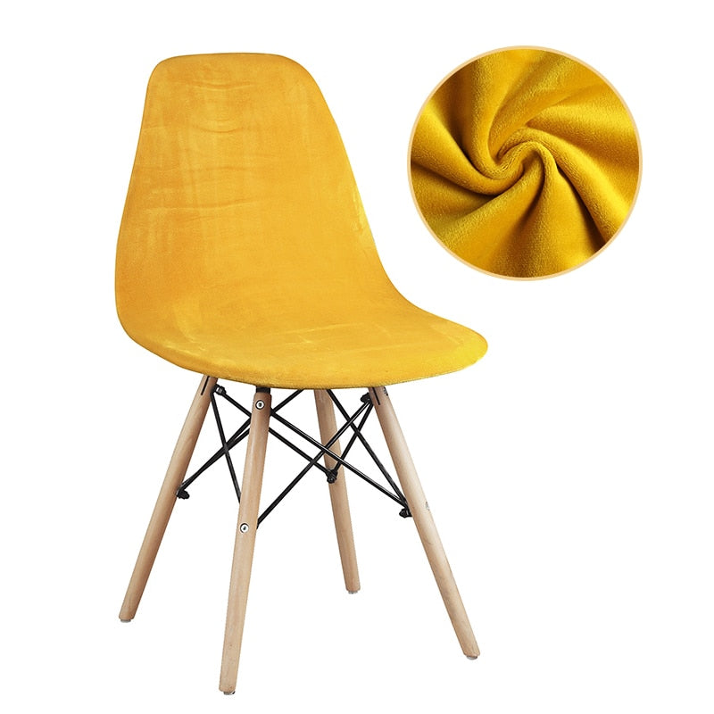 Housse de Chaise Scandinave Velours - Jaune - Installation simple et rapide