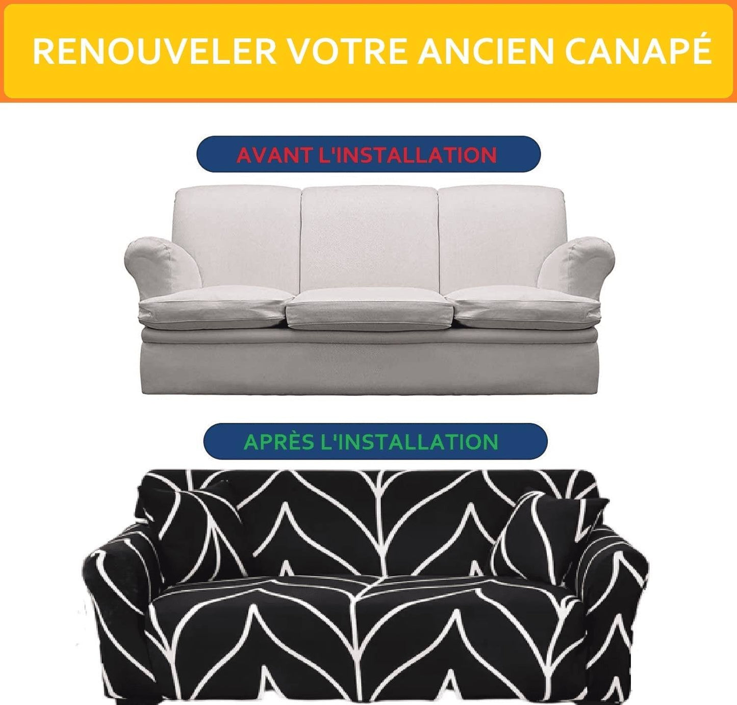 Housse de Canapé d'angle - Fleur Noir