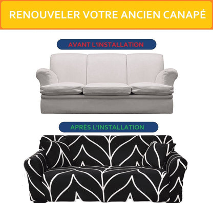 Housse de Canapé d'angle - Fleur Noir