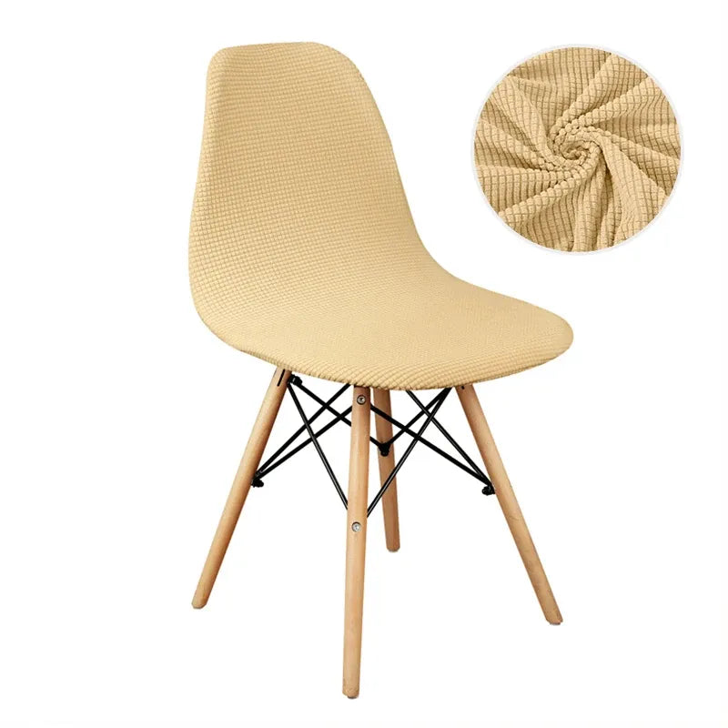 Housse de Chaise Scandinave en Tissu Jacquard Beige