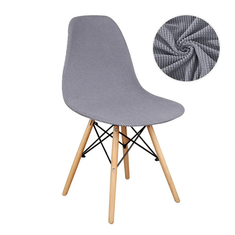 Housse de Chaise Scandinave en Tissu Jacquard Gris Clair