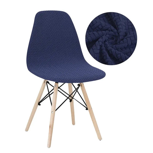 Housse de Chaise Scandinave en Tissu Jacquard Premium Bleu Marine