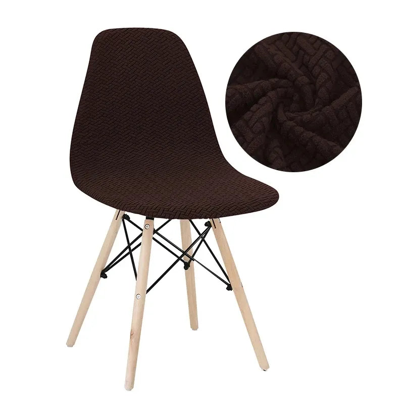 Housse de Chaise Scandinave en Tissu Jacquard Premium Brun