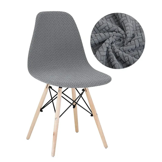 Housse de Chaise Scandinave en Tissu Jacquard Premium Gris Clair
