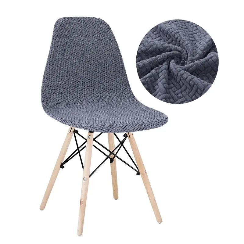 Housse de Chaise Scandinave en Tissu Jacquard Premium Gris