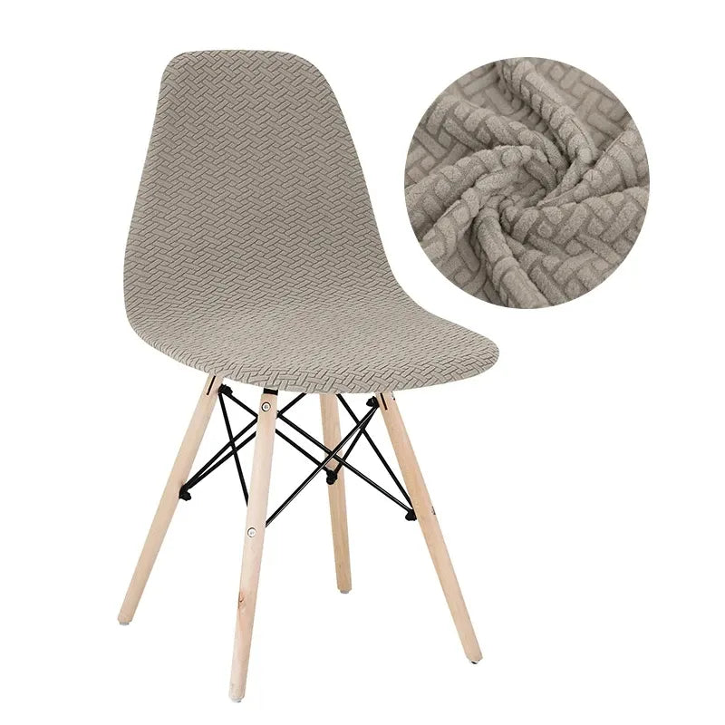 Housse de Chaise Scandinave en Tissu Jacquard Premium Sable