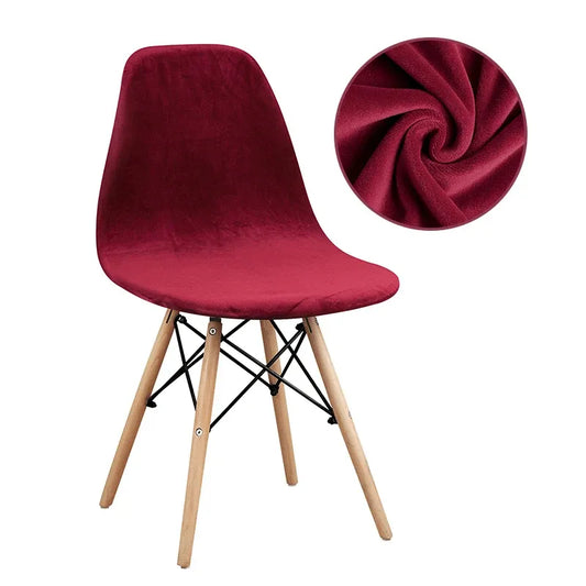 Housse de Chaise Scandinave en Velours Bourdeaux