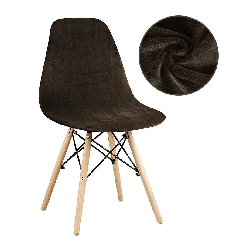 Housse de Chaise Scandinave en Velours Brun
