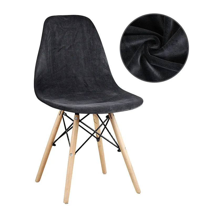 Housse de Chaise Scandinave en Velours Noir