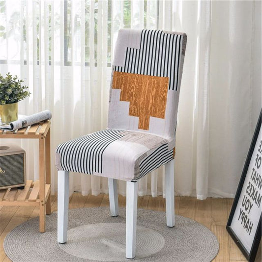 Housse de Chaise Grand Dossier Extensible - Motifs Géométrique et Moderne