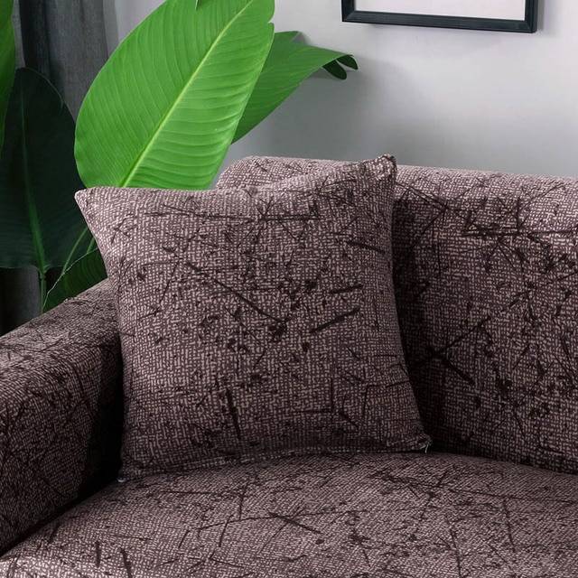 Housse Canapé d'angle Universelle Marron - Motifs Géométrique & Moderne