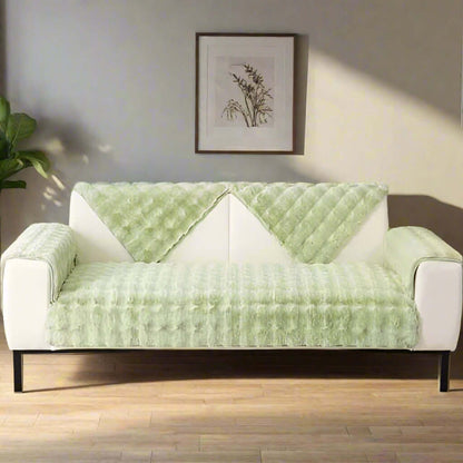 Housse de Canapé Ultra Douce en Fausse Fourrure - Vert Menthe