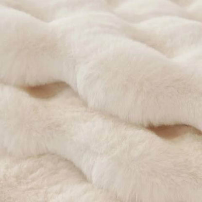 Housse de Canapé Ultra Douce en Fausse Fourrure - Blanc
