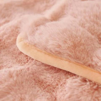 Housse de Canapé Ultra Douce en Fausse Fourrure - Rose Poudré