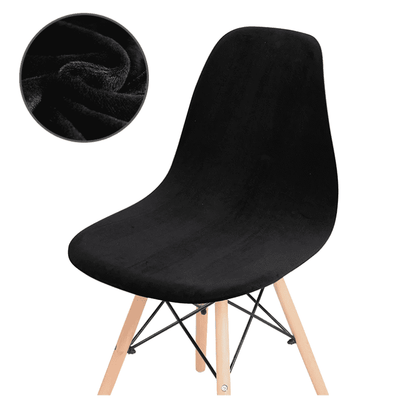 Housse Extensible de Chaise <br/> Scandinave Velours - Noir