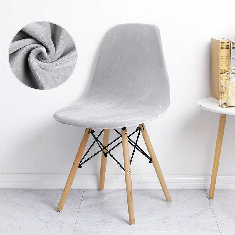 Housse de chaise scandinave velours gris - Housse de chaise velours