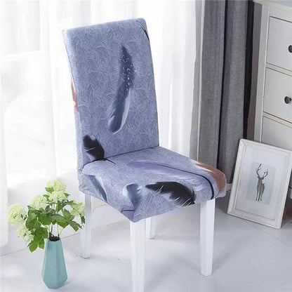Housse de Chaise Extensible à Motifs Plume - Élégance Naturelle & Protection Universelle