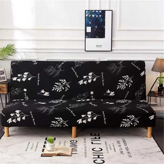 Housse Clic Clac à Motifs Floraux Noirs et Blancs - Élégance et Protection pour Canapé-Lit